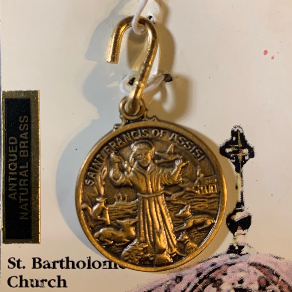 St. Francis Animal Blessing Collar Medal Brass New